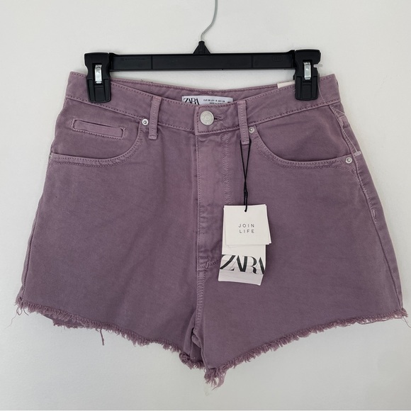 Zara Purple Denim Shorts Size 6 - Picture 2 of 4